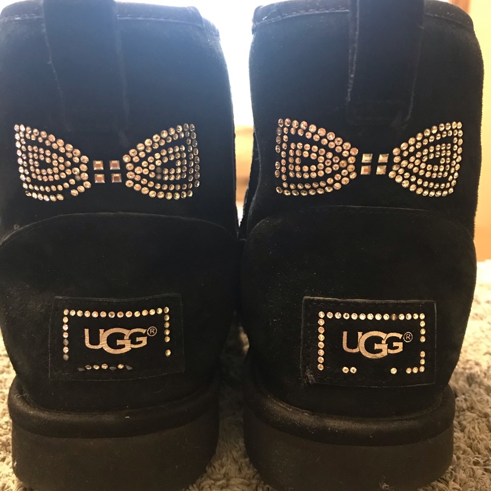 Ugg black mid ankle rhinestone winter boots